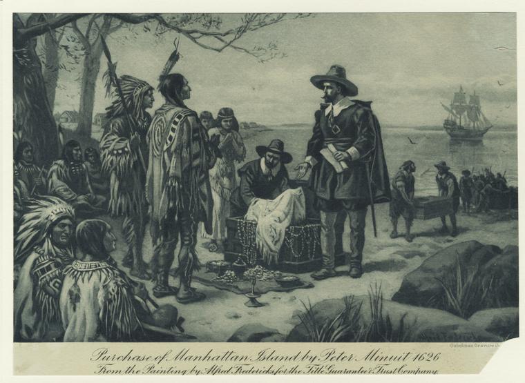 Purchase of Manhattan Island by Peter Minuit, 1626 - NYPL Digital  Collections