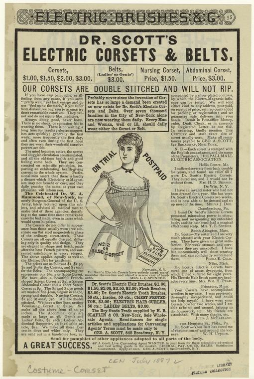 Dr. Scott's electric corsets & belts - NYPL Digital Collections