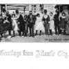 Postcard of costumed performers posing on Young's Pier, Atlantic City, N.J.