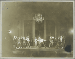 Basil Sydney (center) in a scene from a modern dress production of Hamlet