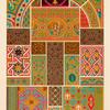 Moyen âge : style byzantin : mosaïques, incrustations, nielles et peintures.