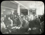 Hamilton Fish, men working on shoes in the basement of Hamilton Fish