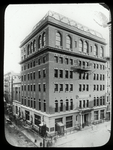 Rivington Street, University Settlement Building Library in 4 windows to right of doorway, second floor.  Present Riv. Branch in picture, 184 Eldridge Street