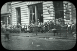Rivington Street, children lined up outside branch