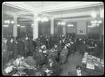 Tremont, interior views, a January evening,  showing readers filling tables and standing in line