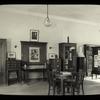 Webster: Interior views, Czech Library entrance, showing reading tables, exhibit cases