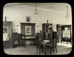 Webster: Inrerior views Czech Library entrance, showing reading tables, exhibit cases