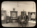 Webster: Inrerior views Czech Library entrance, showing reading tables, exhibit cases