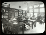 Webster: Interior views, men reading Czech magazines and newspapers