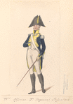 W1 Officier, 7-e Regiment Infanterie. Teekening naar C. F. Weiland. 1806