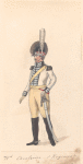 W4  Cavalerist, 1 Regiment. Teekening naar C. F. Weiland. 1806