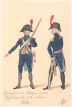 Bataafsche Republiek. Gewapende Burgernacht Officier en Grenadier. 1806