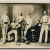 Group of New York fencers including Regis Senac, second from right,  Eugene Higgins, right, and Hildreth Kennedy Bloodgood, second from left.