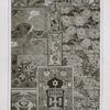 Plant forms, frogs, birds, female figures and menorah