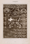 Plant forms, figures on horseback, wolves and ducks