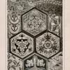 Plant forms, animal skulls, birds, female figure, ships