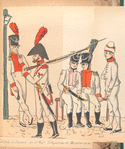 Soldats et Sapeur du 3-er Reg-t; Voltigeur de 2-e, Musicien du 4-e [Reg-ts]