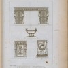 No. 1. Bureau exécuté à Paris pour Mr. V. No. 2. Vase exécuté en bronze pour Mr. V. No. 3. Face latérale du bureau no. 1. N. 4. Pendule qui doit porter un buste.