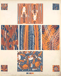 Nine compositions, incorporating marine plant forms and crustaceans