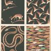 Four animal form compositions : deer, birds, snakes, fish