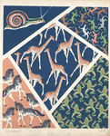 Five animal form compositions : snail, iguanas, giraffes, zebras, frogs