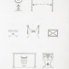 No. 1 and 2. End and front of a table.; No. 3, 4, and 5. Different stools.; No. 6 and 7. End and front of a table.