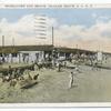 Bungalows and Beach, Graham Beach, Staten Island, N.Y.  [buildings, wood walkway and people on sand.]