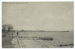 Beach at Tottenville, Staten Island, N.Y. [shoreline with person and short dock]