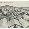 Woodland Beach, S.I., Camping Grounds (tents on beach with pier in distance