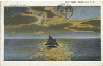 Sailing at Sunset New Dorp Beach, Staten Island, N.Y.  [sailboat on ocean at sunset]