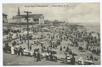 On the Sand, Midland Beach. Staten Island, N.Y.  [large pavilion, boardwalk, people, ferris wheel in far distance.]