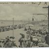 Midland Beach, looking South, Staten Island, N.Y. [people on boardwalk and beach, old telephone poles.]