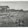 On the Float, Midland Beach, Staten Island, N.Y.  [people on float in water, buildings on shore, ferris wheel in distance.]