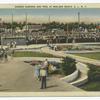 Sunken Gardens and Pool at Midland Beach, Staten Island, N.Y.  [lots of people and garden view,  Midland Hotel in background and pool slide.]