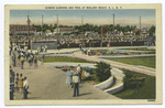 Sunken Gardens and Pool at Midland Beach, Staten Island, N.Y.  [lots of people and garden view,  Midland Hotel in background and pool slide.]