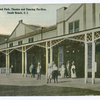 Happy Land Park, Theatre and Dancing Pavilion, South Beach, Staten Island [people in old garb in front of building entrances]