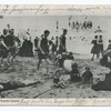 South Beach, Staten Island  [people on beach and on float, pier in background]