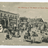 160-Resting on the Beach, at South Beach, S. I. (people on beach in front of a hotel and restaurant and other buildings.