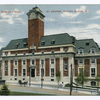 Rear View of Borough Hall, St. George, Staten Island, N.Y. [building with horse and    carriage as well as old car in street]