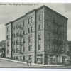 Richmond Apartment, New Brighton, Staten Island, N.Y. [5-story apt. bldg., with row homes in back, two men in street and early century car]