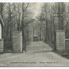 Entrance to Mount Loretto, Staten Island, N.Y.  [old car on road]