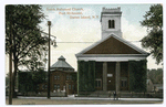 Dutch Reformed Church, Port Richmond, Staten Island, N.Y. [man and bicycle in front]