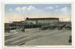 Ferry Terminal, St. George, Staten Island, N.Y.  (buildings with trains and r.r. tracks)