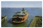 Staten Island Ferry [ferry pulling into terminal docking slip]