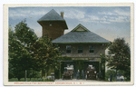 Dongan Hills Fire Department, Dongan, Hills, Staten Island, N.Y. [firehouse with sign Engine 15,  men in dress uniform standing by old fire vehicles]