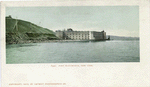 Fort Wadsworth and Staten Island, New York Bay  [view from water of fort and small sailing boat]