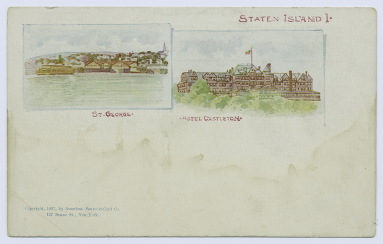 AMERICAN SOUVENIR CARD, Staten Island 1 [St. George, Hotel Castleton ...