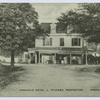 Annadale Hotel, L. Stucker, Proprietor, Annadale, Staten Island  [people on porch, people and wooden wheel carts on side of building, sign over awning The Bachmann...Extra Lager B... ]