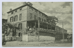 Monroe Eckstein'sBrewery Hotel, Castleton Corners, Staten Island  [view of hotel with people posed on porch steps]