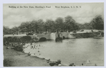Bathing at the New Dam, Martling'sPond, West Brighton, Staten Island, N.Y.  [people swimming at the dam]